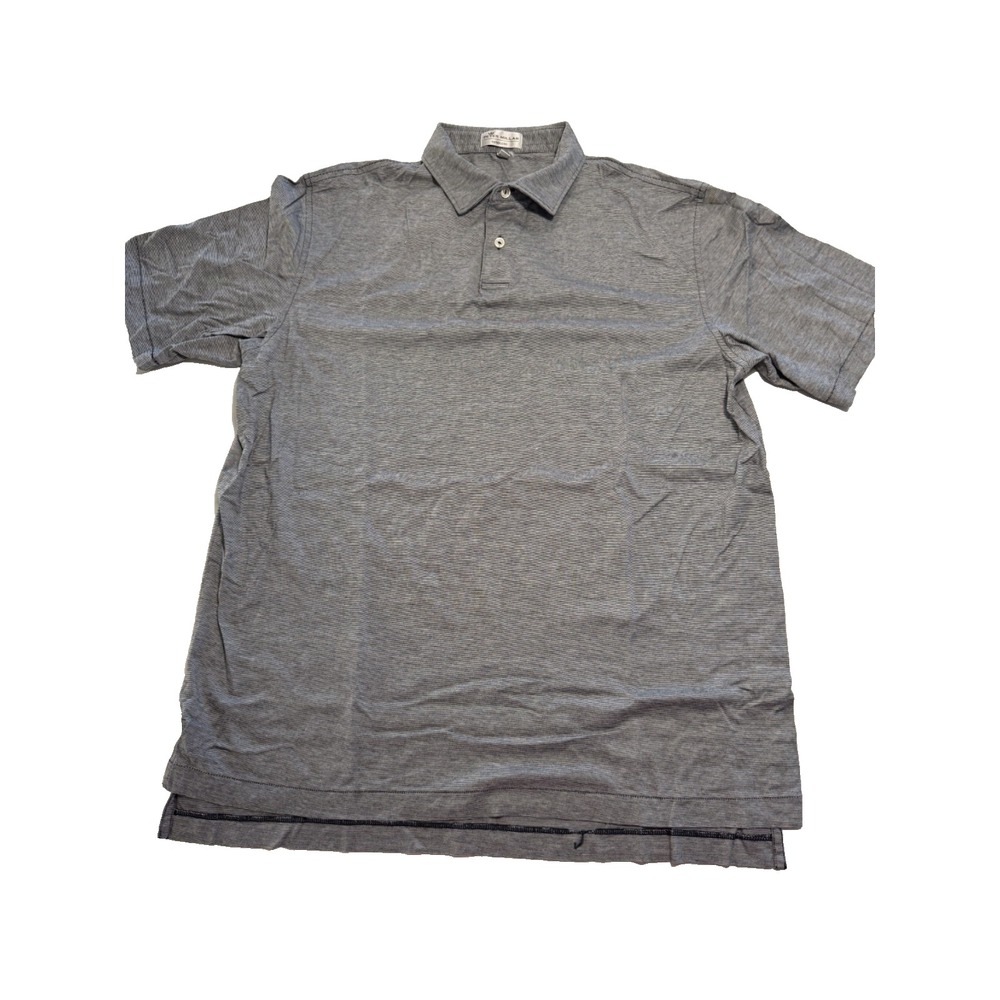 Peter Millar Men's Polo Shirt Gray Large Cotton Striped Collared